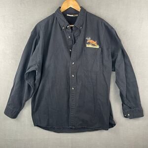 Most Wanted Men’s XL Black Long Sleeve Shirt Buck Embroidery Button Up